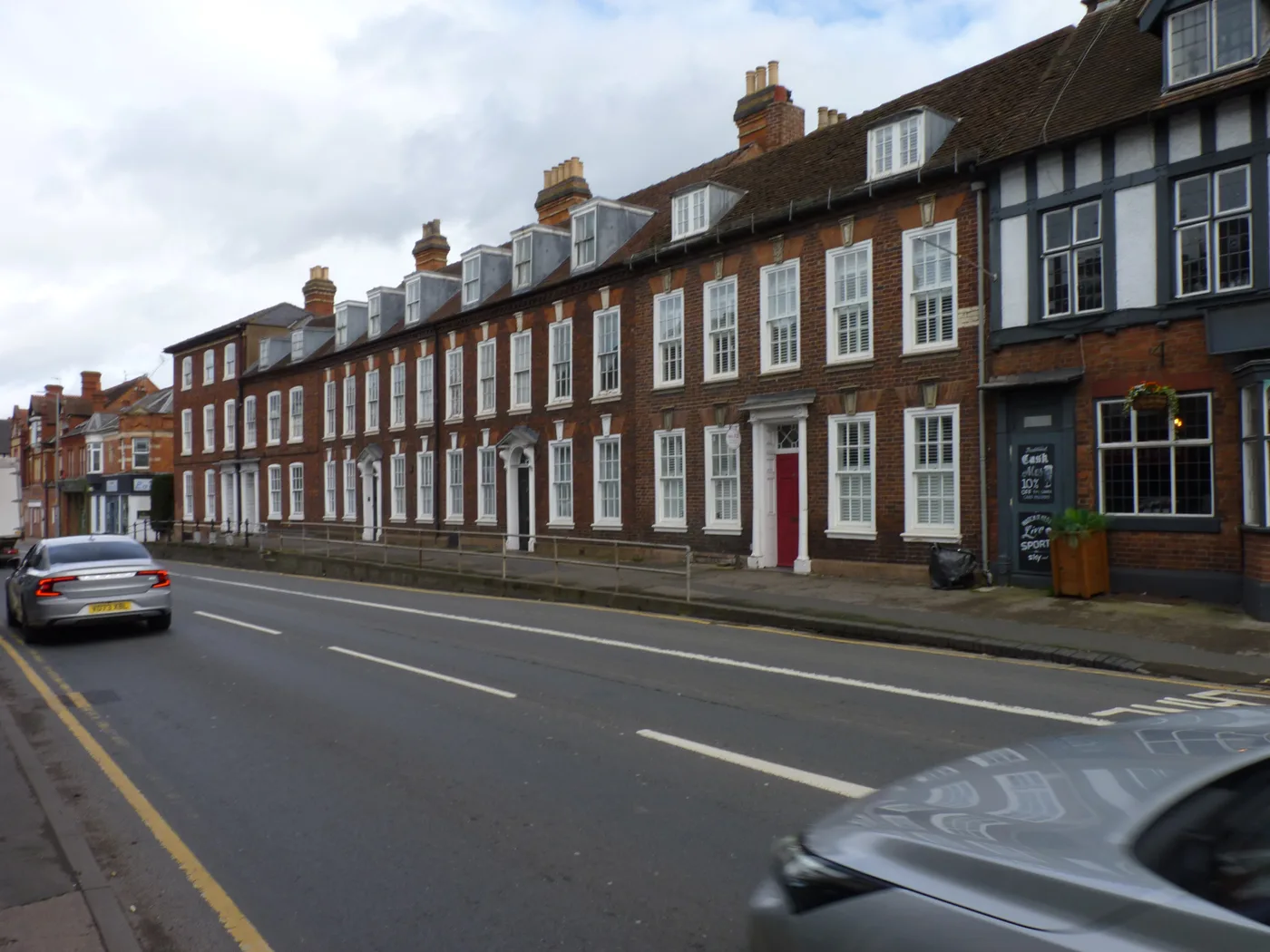 Georgian terraces on Barbourne Road. Properties like these have no front garden, so bins go out to the front edge of the property by 7am